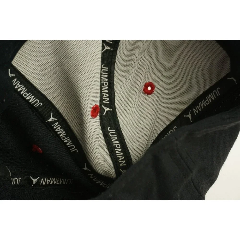 Vintage 90's‎ Michael Jordan Jumpman Solid Black Wool Snap Back Hat Big Logo